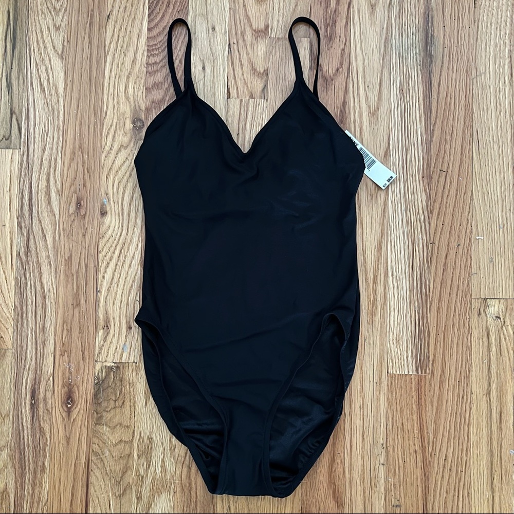 NWT DKNY black one piece swim suit sz 10